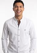 Tiber Long Sleeve Oxford Grandad Shirt - White