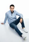 Ridley 1/4 Zip Funnel Neck Sweatshirt - Blue