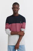 100% Cotton Long Sleeve Pique Block T-Shirt - Blue
