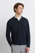 100% Cotton Polo Neck Button Cardigan - Navy