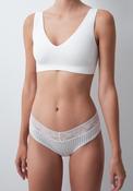 Cotton Briefs Lace And Stripes - White