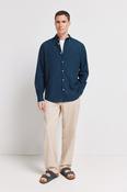 Cotton Linen Shirt - Blue image