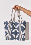 Ethnic Print Cotton Large Bag - Blue
