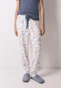 Bird Print Long Trousers - White image