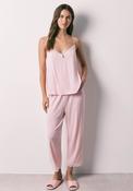 Viscose &amp; Lace Capri Pyjama Set - Pink