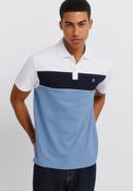 Colour Block Pique Slim Fit Polo Shirt - Blue image