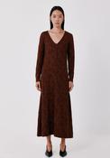 Floral Jacquard Knit Dress - Dark Brown
