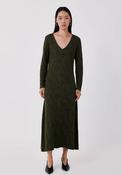 Floral Jacquard Knit Dress - Medium Khaki