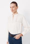 Embroidered Round Neck Blouse - Cream image