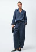 Printed Barrel Fluid Trousers - Blue Print