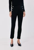 Elastic Waistband Legging With Snaps - Black