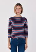 Boat Neck T-Shirt With Gold Buttons - Multicoloured