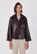 Shiny Fabric Short Trench - Wine