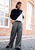 Herringbone Darted Trousers - Beige/camel