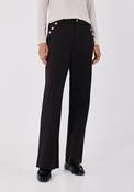 Sailor Style Palazzo Jeans With Buttons - Black