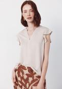 Flounced Sleeve T Shirt - Beige image