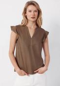 Flounced Sleeve T Shirt - Beige image