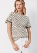 Hemstitch Detail Cotton T-Shirt - Green image