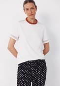 Hemstitch Detail Cotton T-Shirt - White image