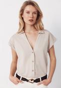 Piqué Polo Blouse - Beige image