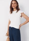 Essential Ruffle Cotton T-Shirt - White image