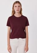 Gold button basic T-shirt - Maroon