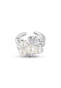 Silver Pearl Ring With Stones - Silver image
