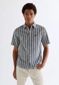 100% Cotton Short Sleeve Chambray Shirt - Dark Stripe image