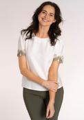 Embroidered Sleeve Top - Ivory Khaki image