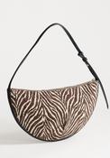 Curly Canvas Scoop Shoulder Bag - Black / White