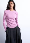 Bea Rib Curved Hem Top - Pink image
