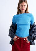 Bea Rib Curved Hem Top - Blue image