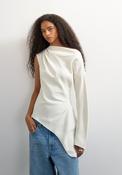 Tena One Shoulder Long Sleeve Top - Double Cream