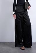 Elin Satin Lace Wide Trousers - Black