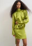Ceren Satin Scarf Tie Mini Dress - Macaw Green