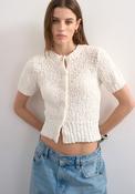 Ivy Short Sleeve Collar Cardigan - White