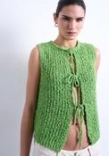 Caroline Sleeveless Round Neck Tie Vest - Yellow