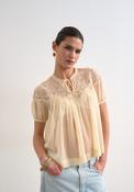 Layla Short Sleeve Lace Top - Beige image