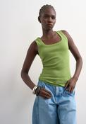 Honey Sleeveless U-Neck Vest - Green