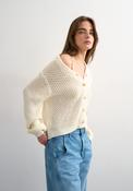 Emelie Long Sleeve Open Stitch Cardigan - White