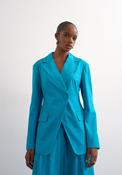 Karin Long Sleeve Cinched Waist Blazer - Blue