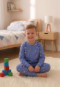 Penguin Skiing Print Pyjama Set - Blue