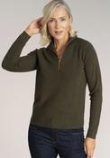 Cashmillon Zip Neck Jumper - Dark Sage