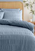 Textured Seersucker Duvet Cover Set - Blue