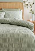 Textured Seersucker Duvet Cover Set - Green