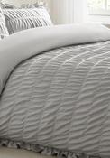Textured Seersucker Frill Duvet Cover Set Silver - Grey