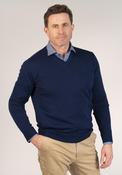 Fine Merino Wool Blend V-Neck Knitwear - Navy