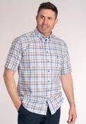 100% Cotton Short Sleeve Check Shirt - Brown/blue image