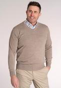 Fine Merino Wool Blend V-Neck Knitwear - Beige