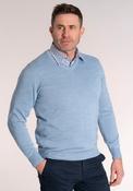 Fine Merino Wool Blend V-Neck Knitwear - Blue
